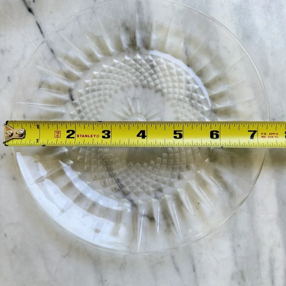 Vintage Cristal D'Arques-Durand Diamant Clear Glass Salad Plates 7
